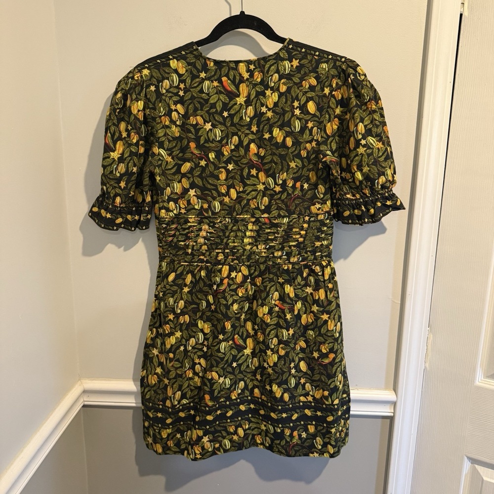 FARM Rio Star Fruit Linen Mini dress vibrant fruit pattern distinctive ruffled S - Picture 10 of 10